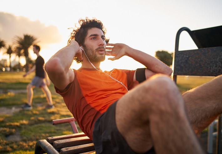 man in an outdoor gym